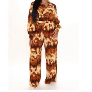 Fashion Nova - Cognac Satin Jumpsuit